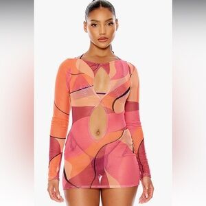 Forplay Multicolor Long Sleeve Swim Coverup